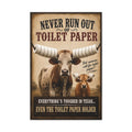 Funny Texas Bathroom Canvas, Longhorn Toilet Paper Wall Art, Ready to Hang
