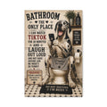 Funny Bathroom Canvas, Dog on Toilet Wall Art, Ready to Hang
