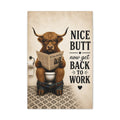 Funny Bathroom Canvas, Nice Butt Highland Cow Wall Art, Ready to Hang