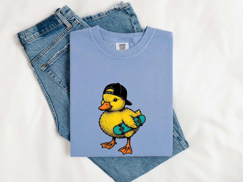 Skateboarding Duck Graphic Tee – Cute Retro Animal Tee
