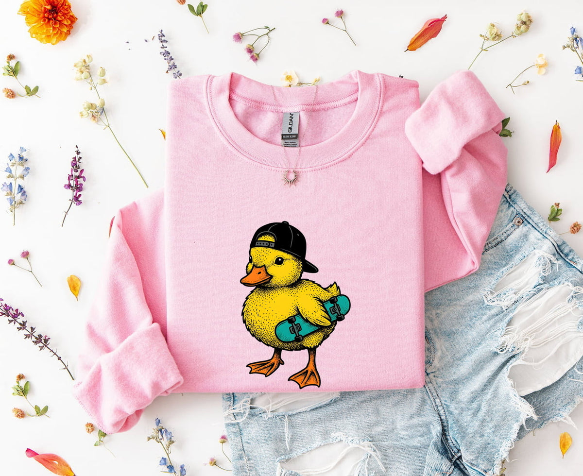 Skateboarding Duck Graphic Tee – Cute Retro Animal Tee