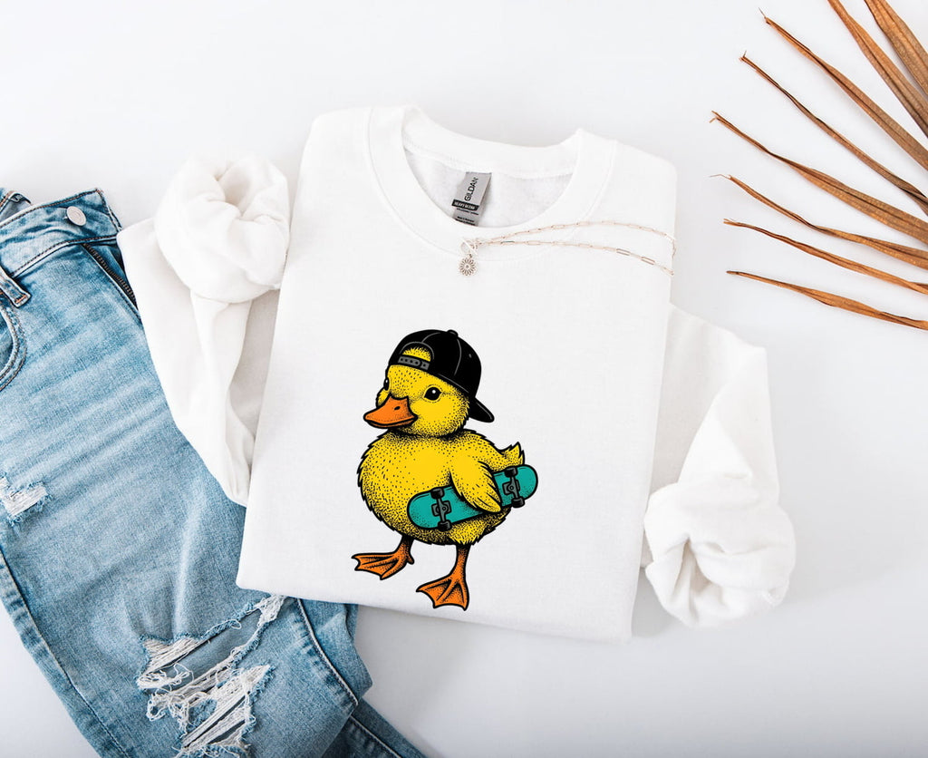 Skateboarding Duck Graphic Tee – Cute Retro Animal Tee