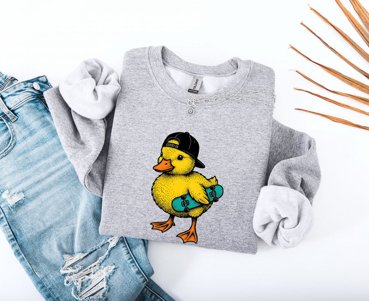 Skateboarding Duck Graphic Tee – Cute Retro Animal Tee
