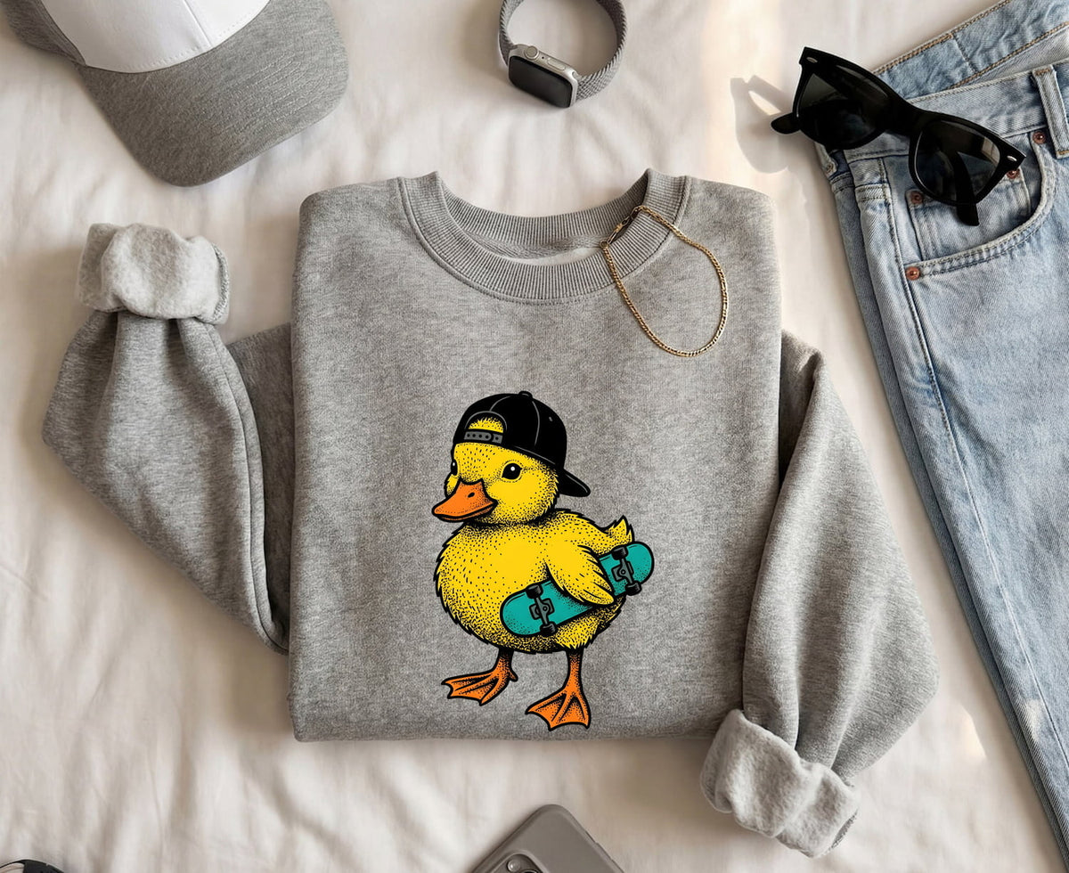 Skateboarding Duck Graphic Tee – Cute Retro Animal Tee