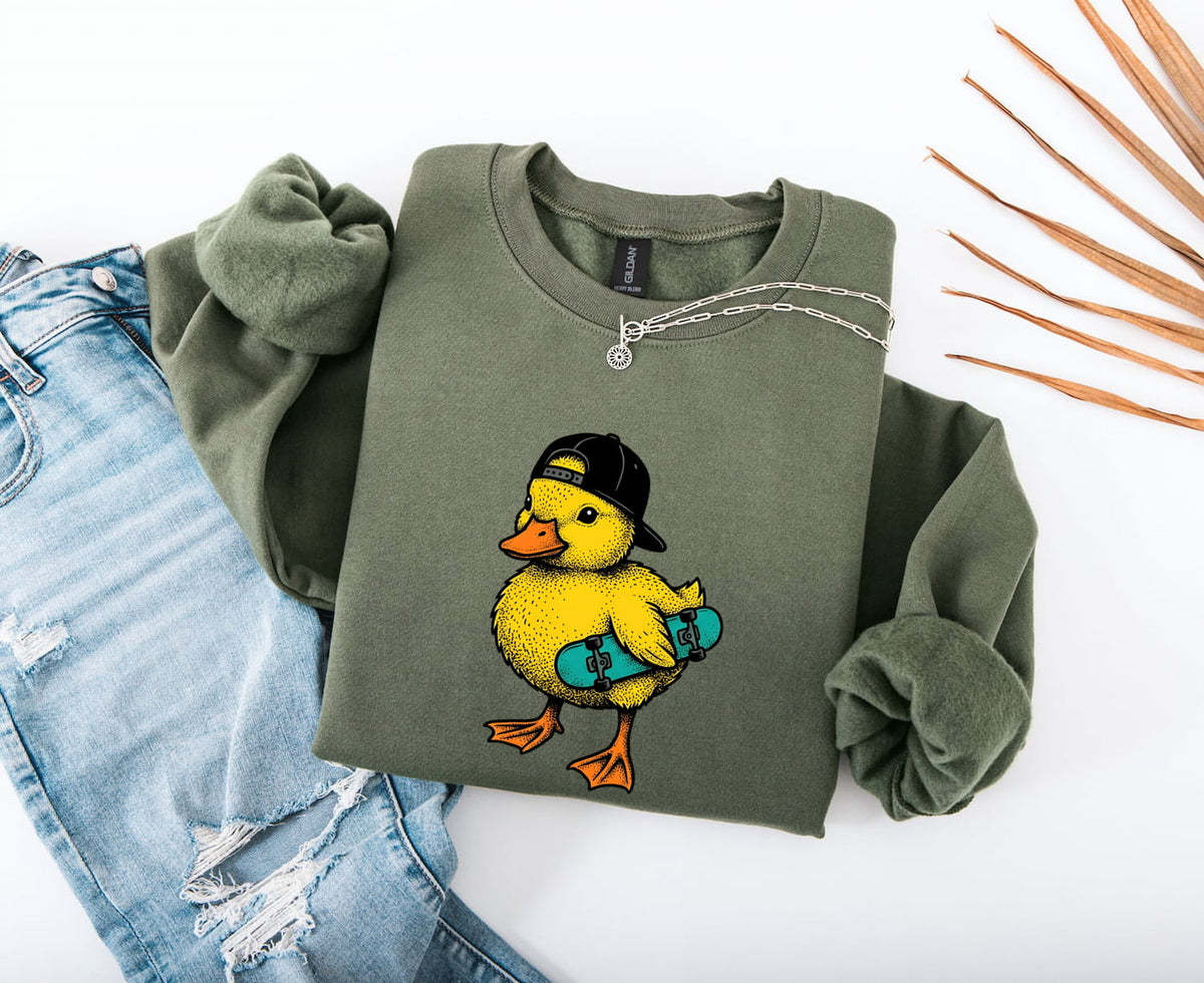 Skateboarding Duck Graphic Tee – Cute Retro Animal Tee