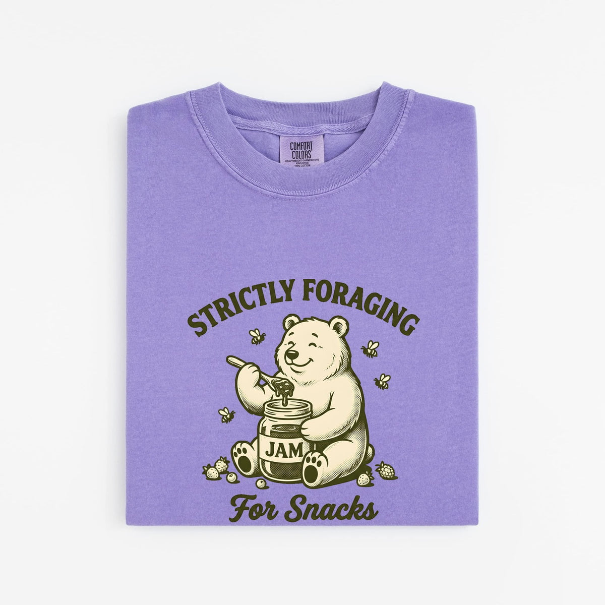 Strictly Foraging for Snacks Bear Tee – Funny Foodie Graphic Tee