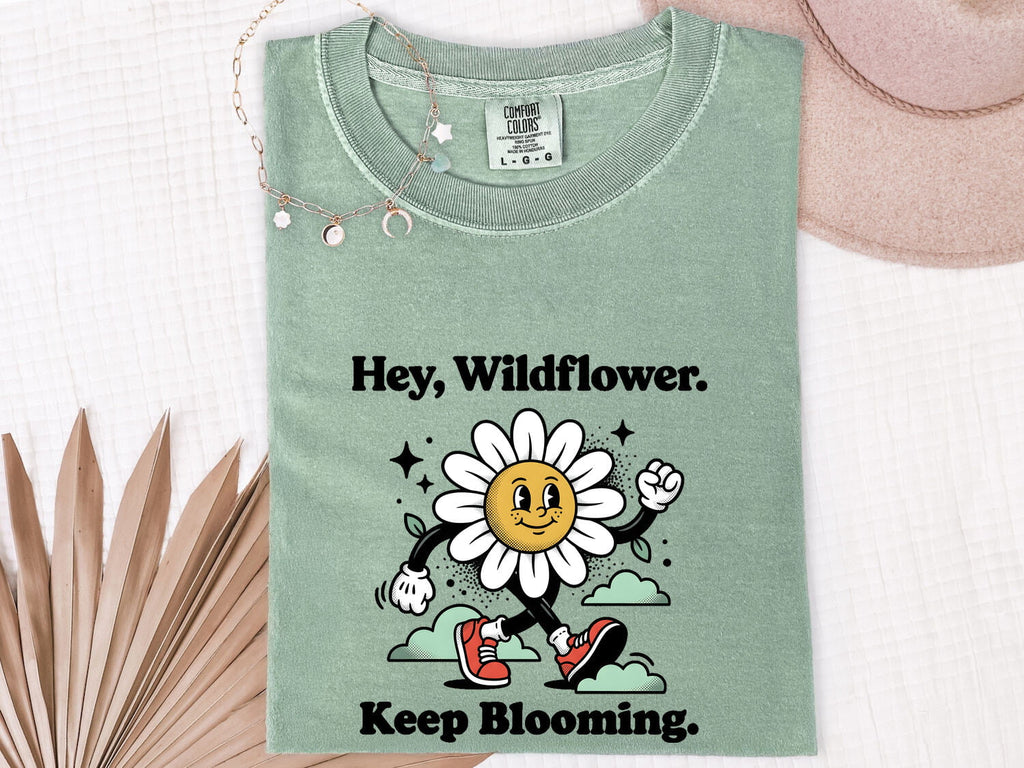Hey Wildflower Keep Blooming Tee – Retro Daisy Graphic Tee