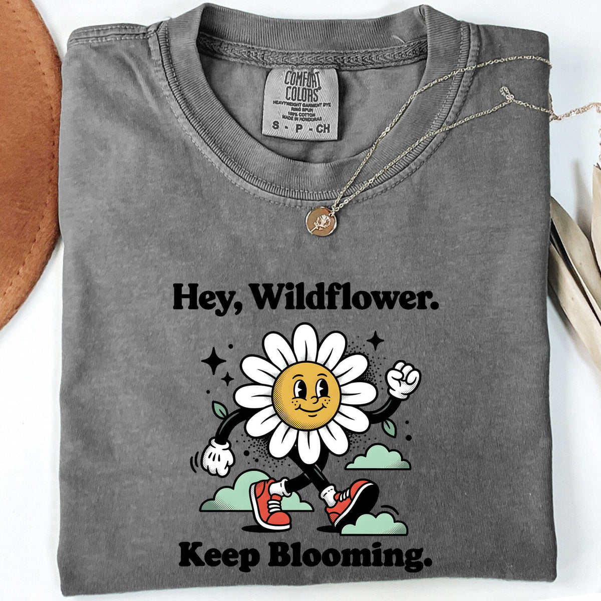Hey Wildflower Keep Blooming Tee – Retro Daisy Graphic Tee