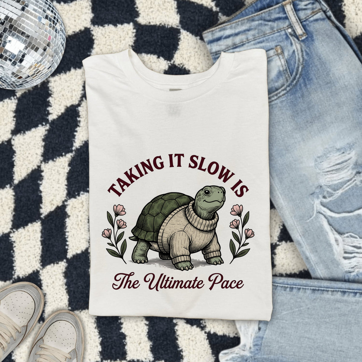 Taking It Slow Turtle Tee – Funny Relaxed Life Graphic Tee