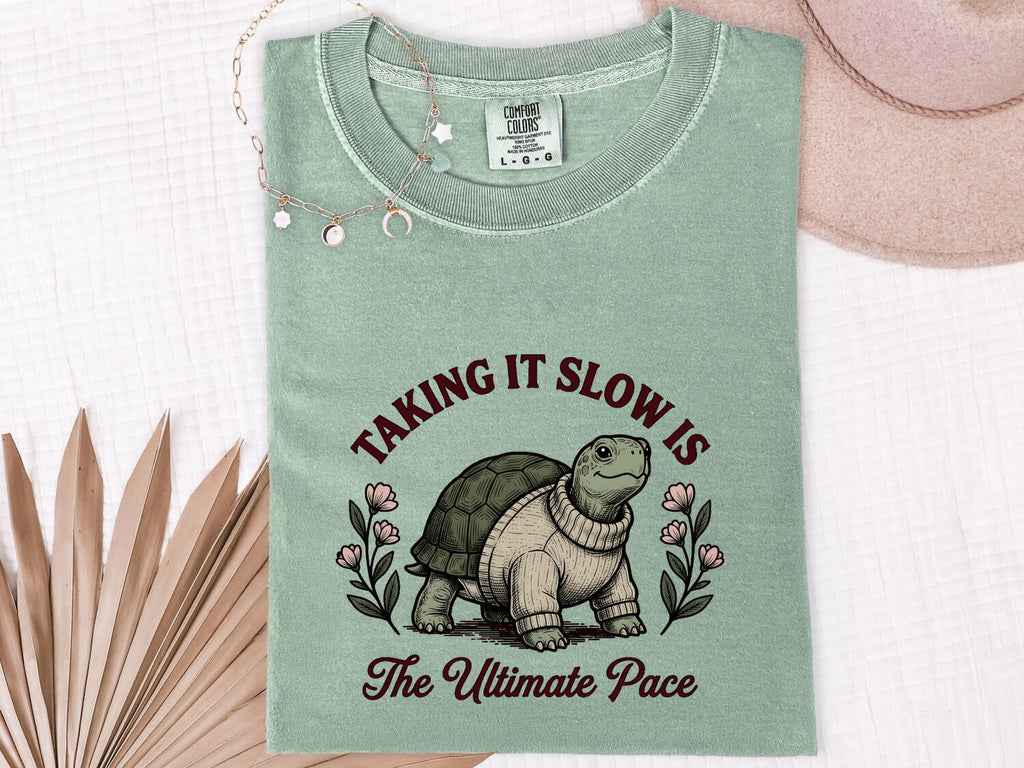 Taking It Slow Turtle Tee – Funny Relaxed Life Graphic Tee