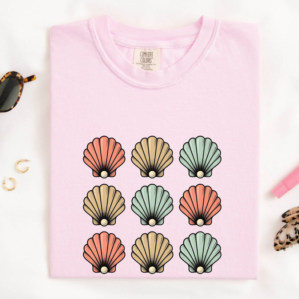 Colorful Seashell Tee – Coastal Beach Graphic Tee