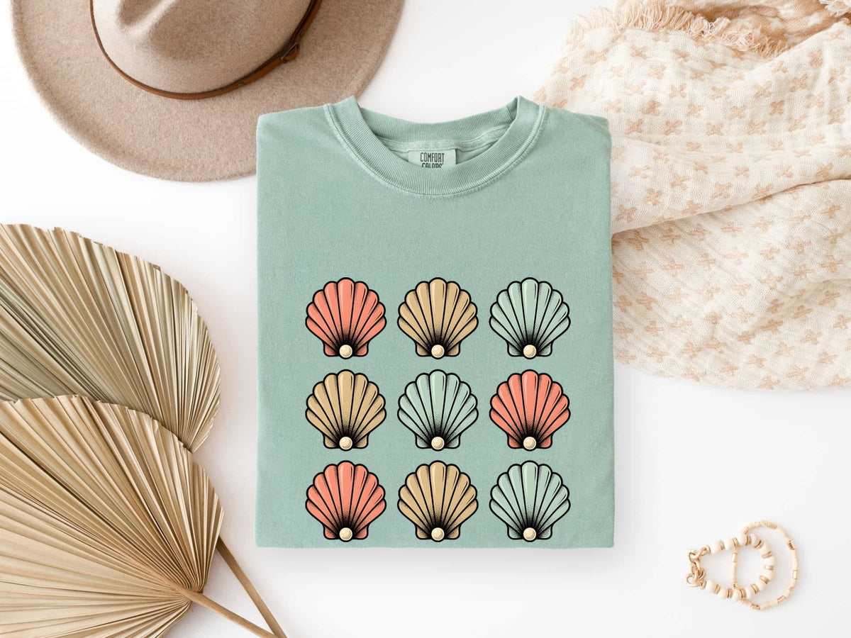 Colorful Seashell Tee – Coastal Beach Graphic Tee