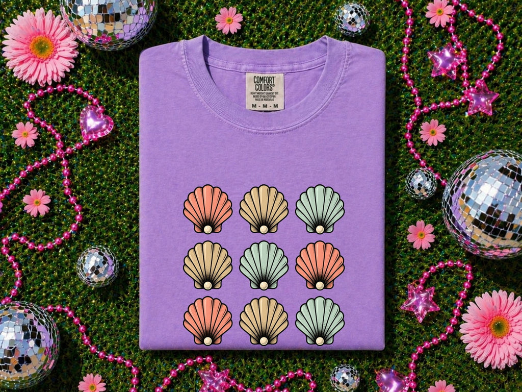 Colorful Seashell Tee – Coastal Beach Graphic Tee