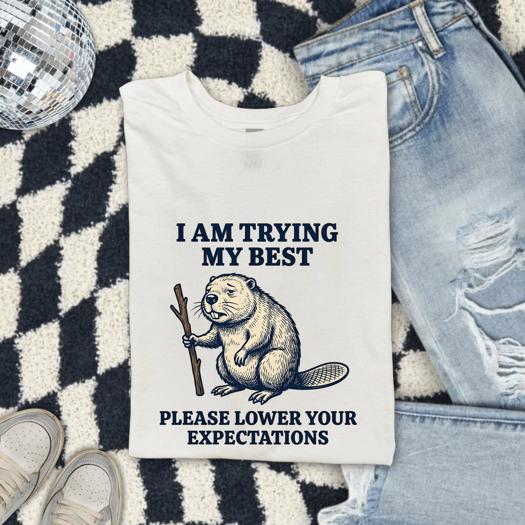 I’m Trying My Best Beaver Tee – Funny Animal Graphic Tee