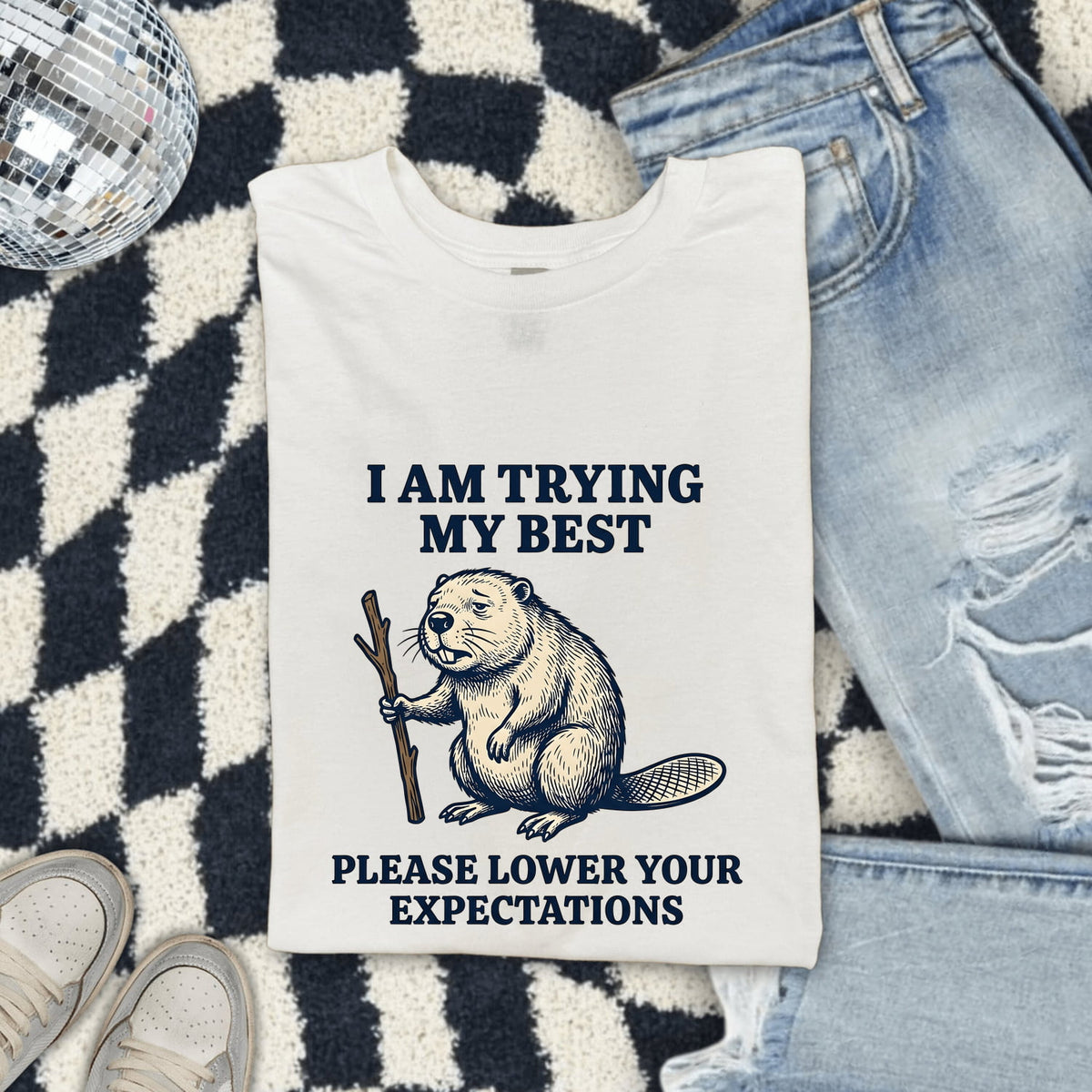 I’m Trying My Best Beaver Tee – Funny Animal Graphic Tee
