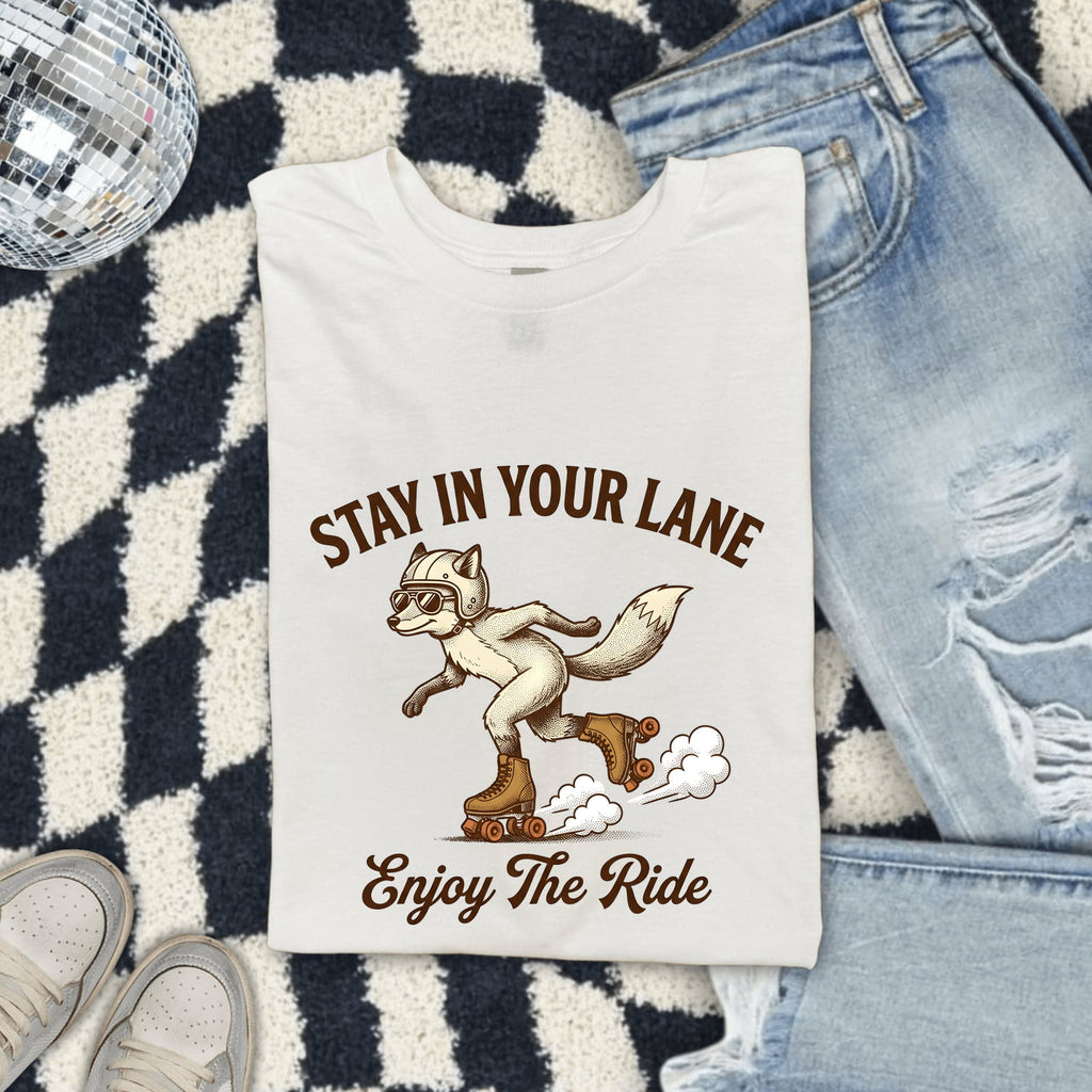 Stay in Your Lane Fox Tee – Retro Roller Skating Graphic Tee