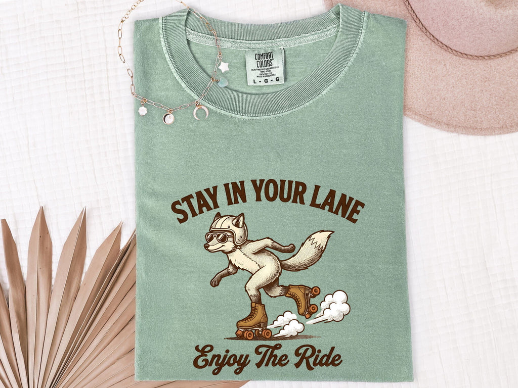 Stay in Your Lane Fox Tee – Retro Roller Skating Graphic Tee