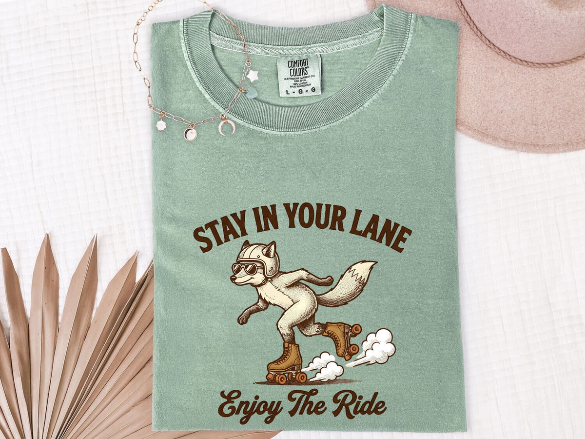 Stay in Your Lane Fox Tee – Retro Roller Skating Graphic Tee