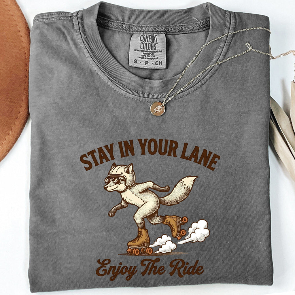 Stay in Your Lane Fox Tee – Retro Roller Skating Graphic Tee