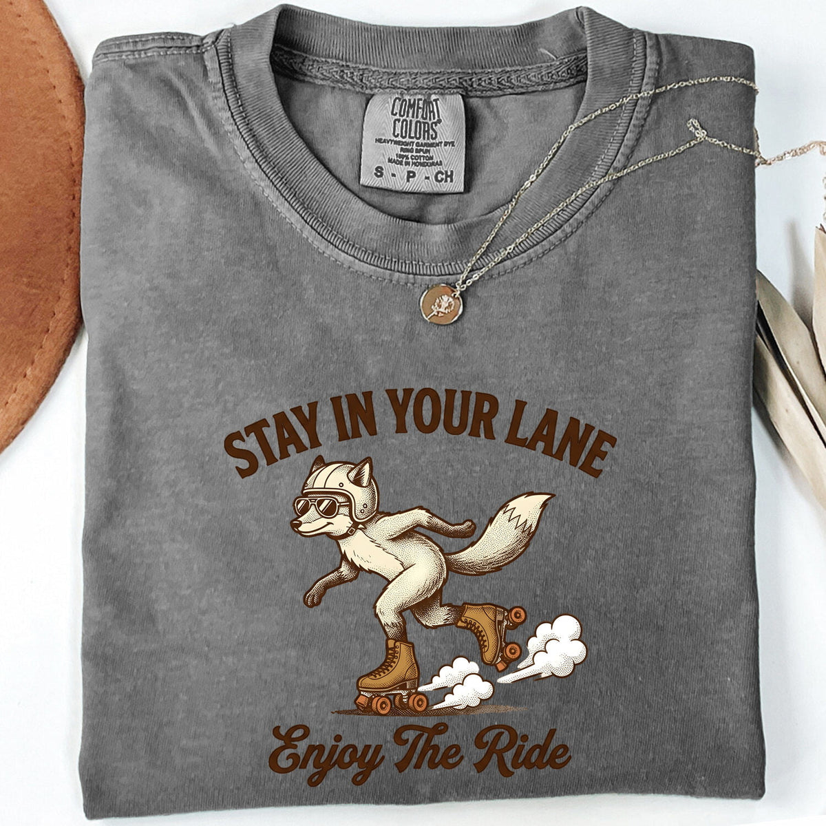 Stay in Your Lane Fox Tee – Retro Roller Skating Graphic Tee