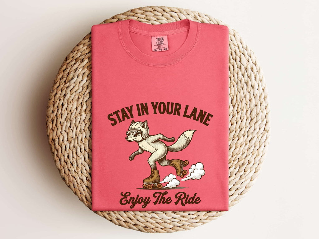 Stay in Your Lane Fox Tee – Retro Roller Skating Graphic Tee