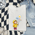 Cute Rainy Day Tee for Women – Kawaii Raincoat Girl Graphic Tee