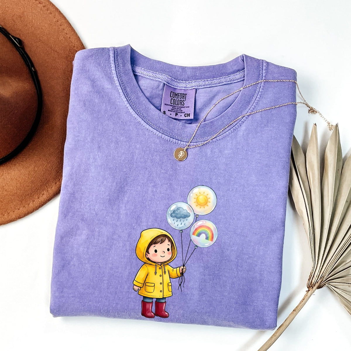 Cute Rainy Day Tee for Women – Kawaii Raincoat Girl Graphic Tee