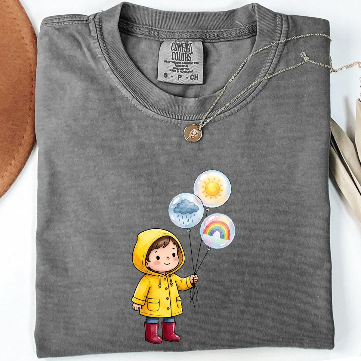 Cute Rainy Day Tee for Women – Kawaii Raincoat Girl Graphic Tee