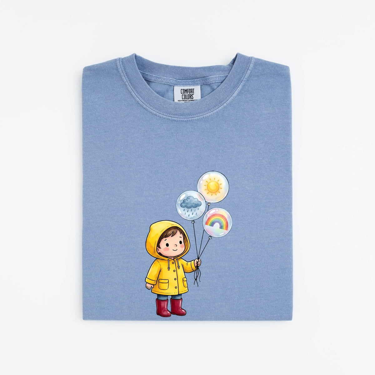 Cute Rainy Day Tee for Women – Kawaii Raincoat Girl Graphic Tee