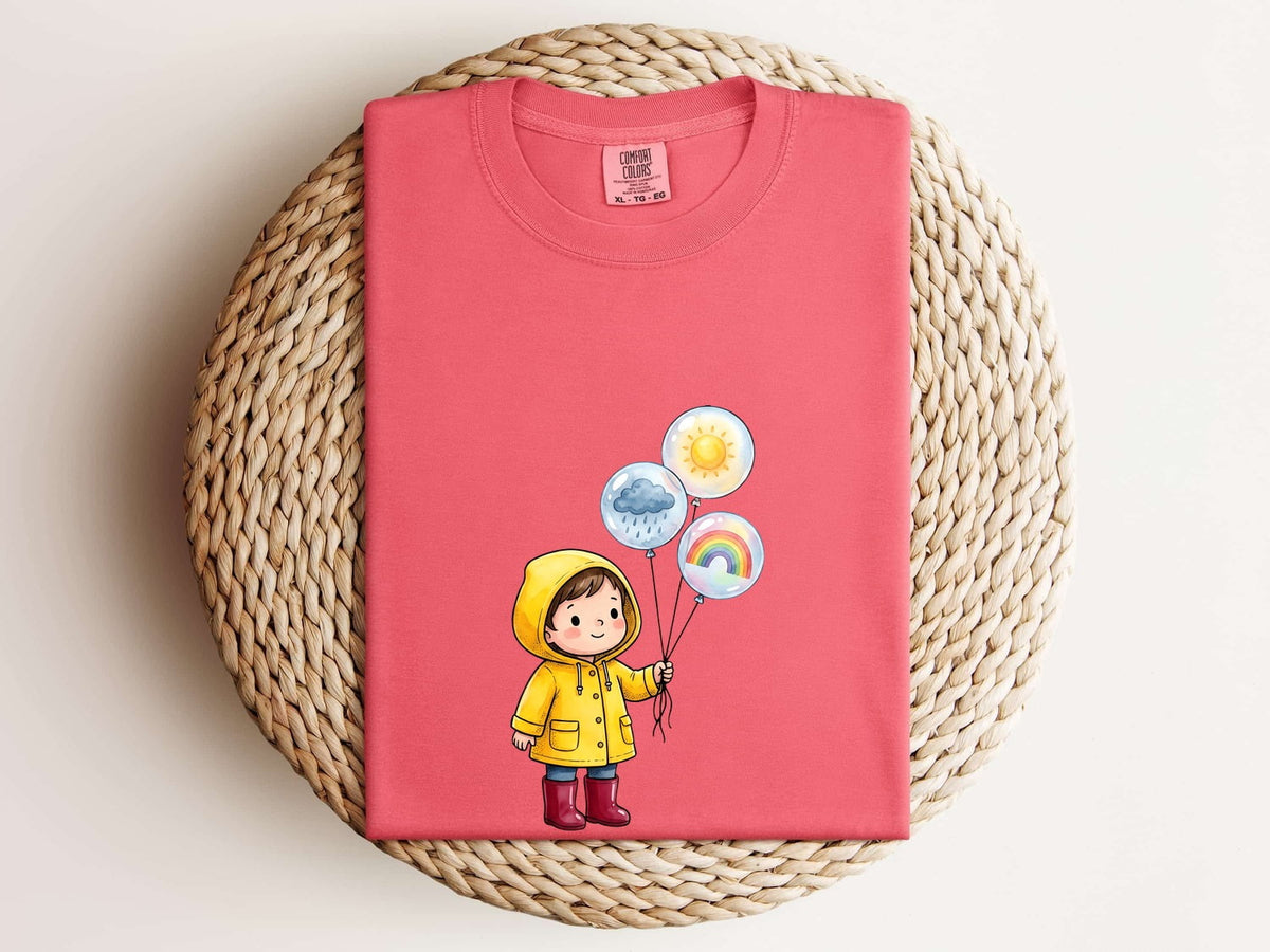 Cute Rainy Day Tee for Women – Kawaii Raincoat Girl Graphic Tee