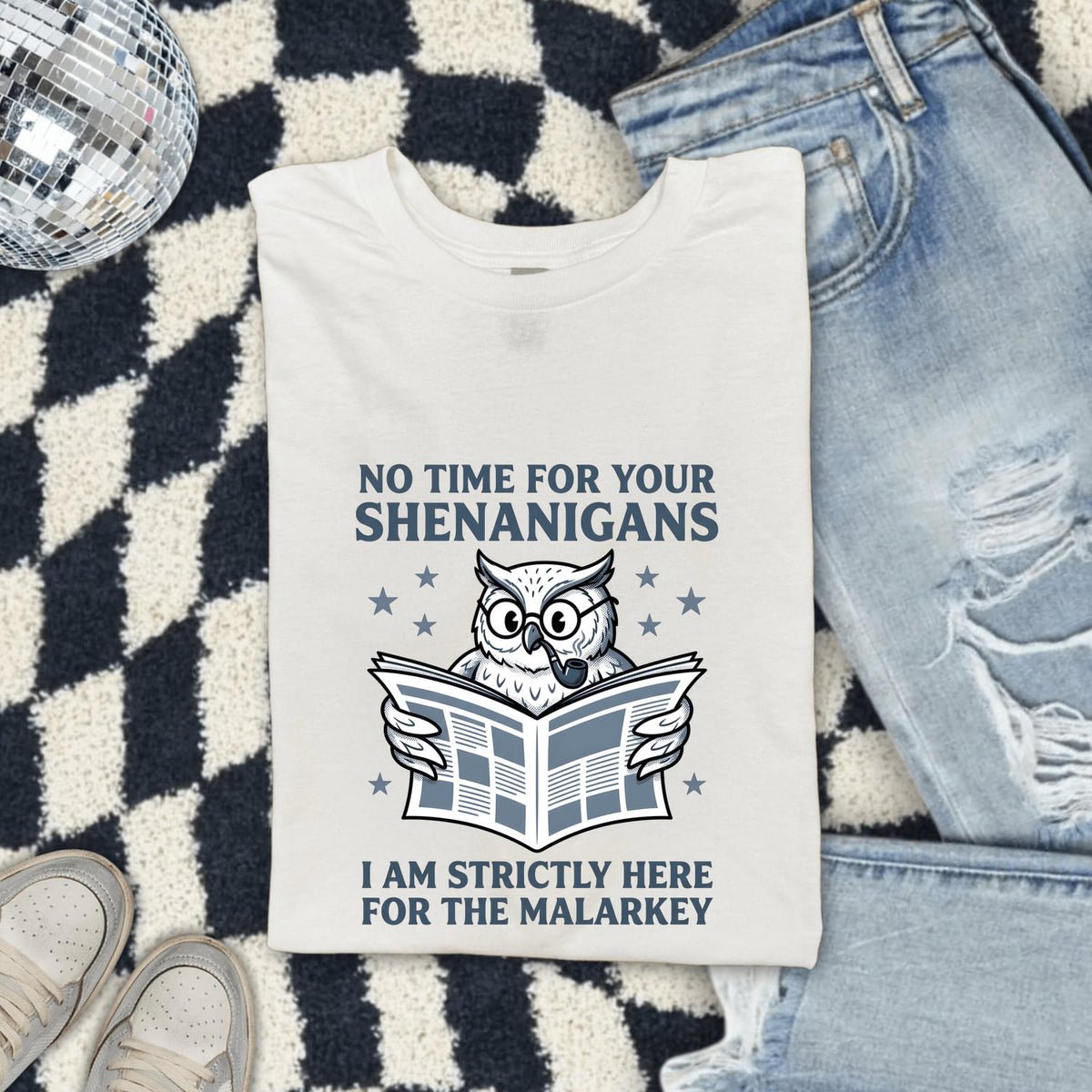No Time for Your Shenanigans Owl Tee – Funny Book Lover Reading Tee