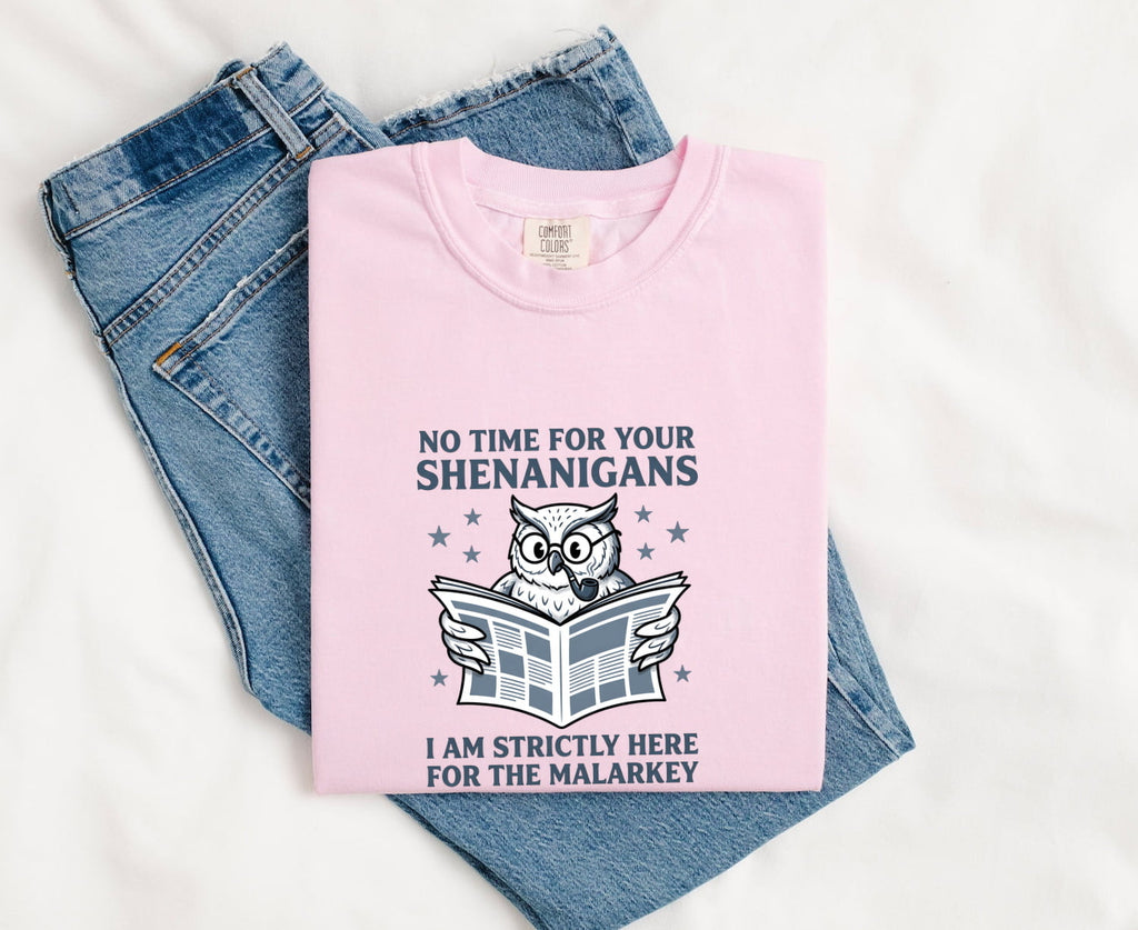 No Time for Your Shenanigans Owl Tee – Funny Book Lover Reading Tee