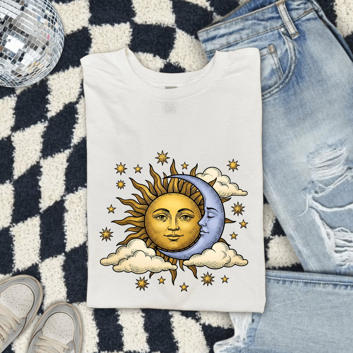 Vintage Sun & Moon Tee – Celestial Mystical Graphic Tee