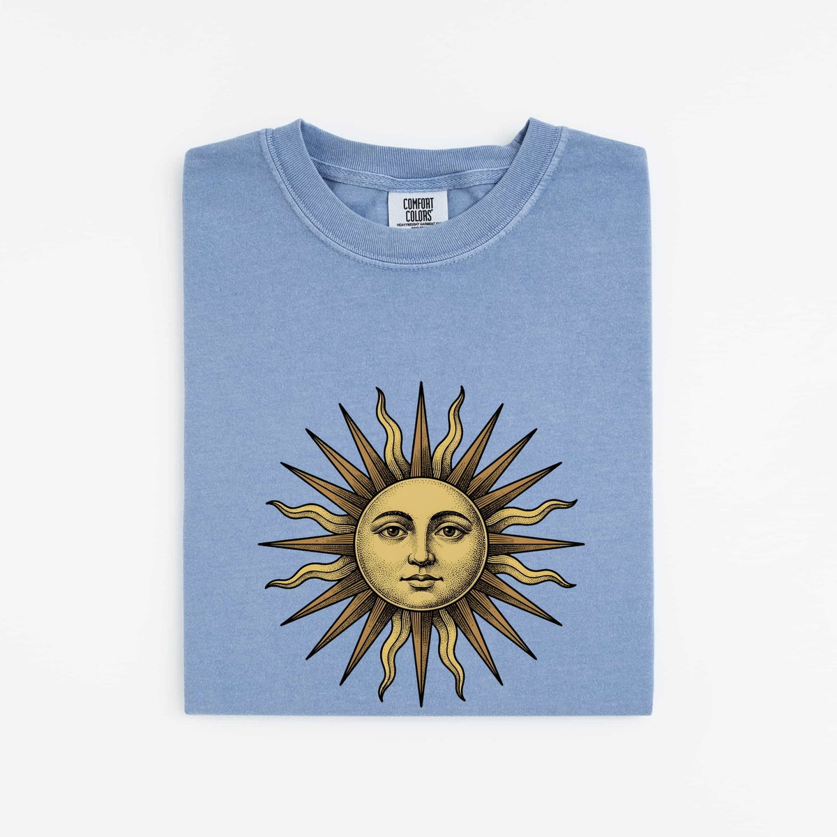 Vintage Celestial Sun Tee – Boho Sun Face Graphic Tee