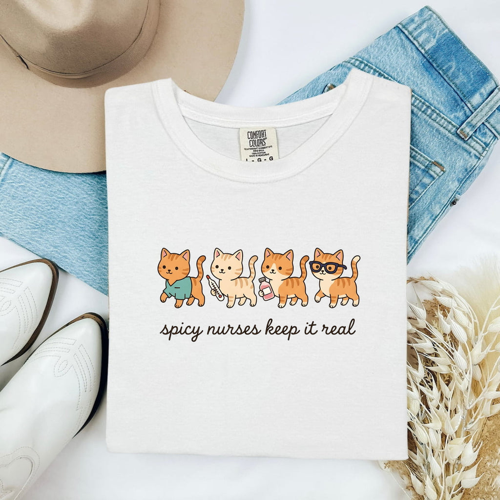 Nurse Cats Shirt Nurses Cat Gift Women Kawaii Tee Cat Lady Tee Nursing Enthusiast Cute Tshirt Feline Graphic Cartoon Stethoscope Tshirt