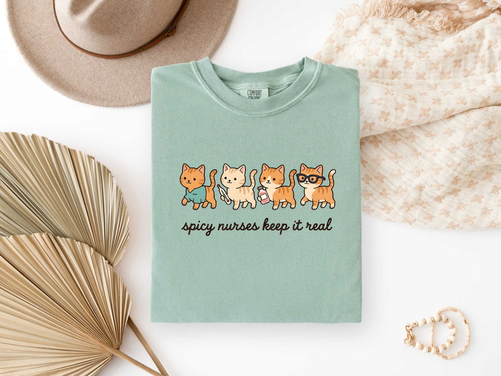 Nurse Cats Shirt Nurses Cat Gift Women Kawaii Tee Cat Lady Tee Nursing Enthusiast Cute Tshirt Feline Graphic Cartoon Stethoscope Tshirt