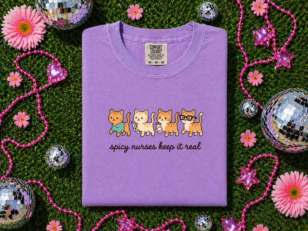 Nurse Cats Shirt Nurses Cat Gift Women Kawaii Tee Cat Lady Tee Nursing Enthusiast Cute Tshirt Feline Graphic Cartoon Stethoscope Tshirt