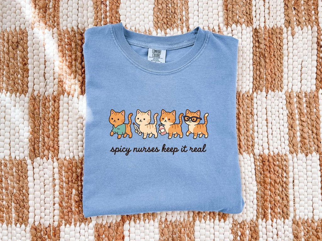 Nurse Cats Shirt Nurses Cat Gift Women Kawaii Tee Cat Lady Tee Nursing Enthusiast Cute Tshirt Feline Graphic Cartoon Stethoscope Tshirt
