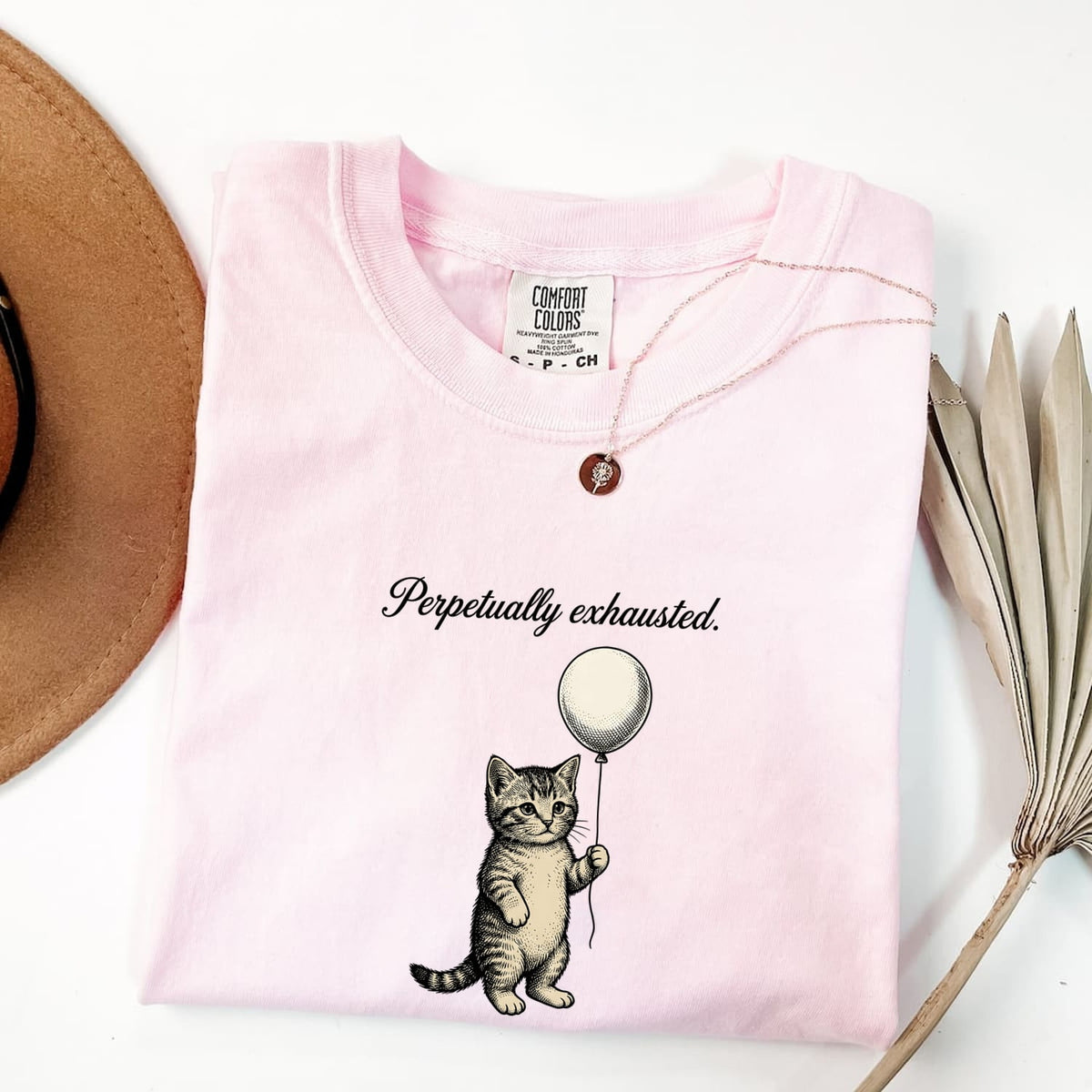 Perpetually Exhausted Shirt – Funny Tired Cat Tee – Cat Mom Gift – Relatable Humor Graphic Tee – Funny Cat Shirt