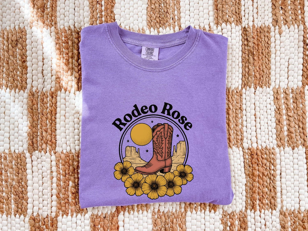Rodeo Rose Shirt – Western Cowgirl Graphic Tee – Cowboy Boot Tee – Country Western Gift – Floral Rodeo Shirt
