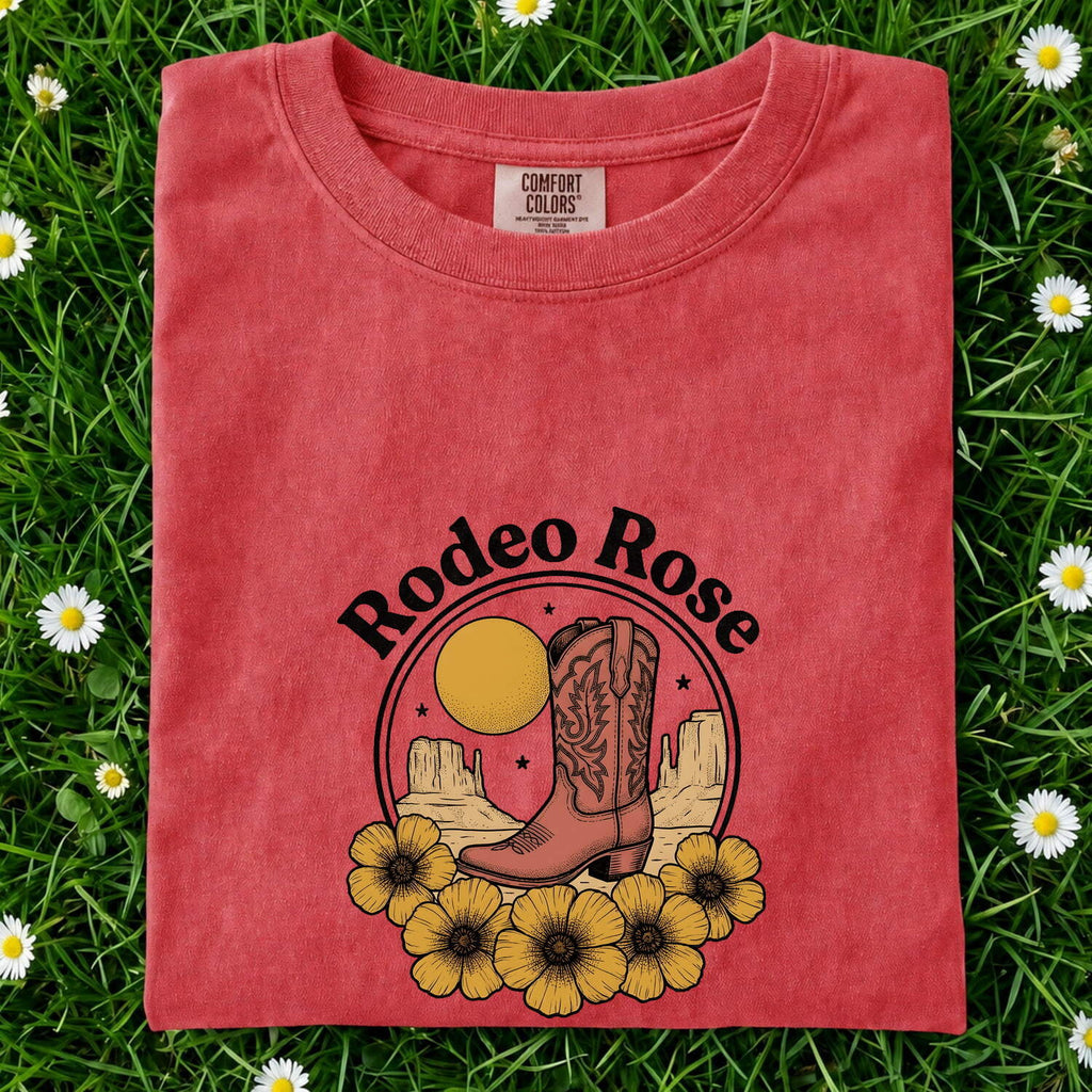 Rodeo Rose Shirt – Western Cowgirl Graphic Tee – Cowboy Boot Tee – Country Western Gift – Floral Rodeo Shirt