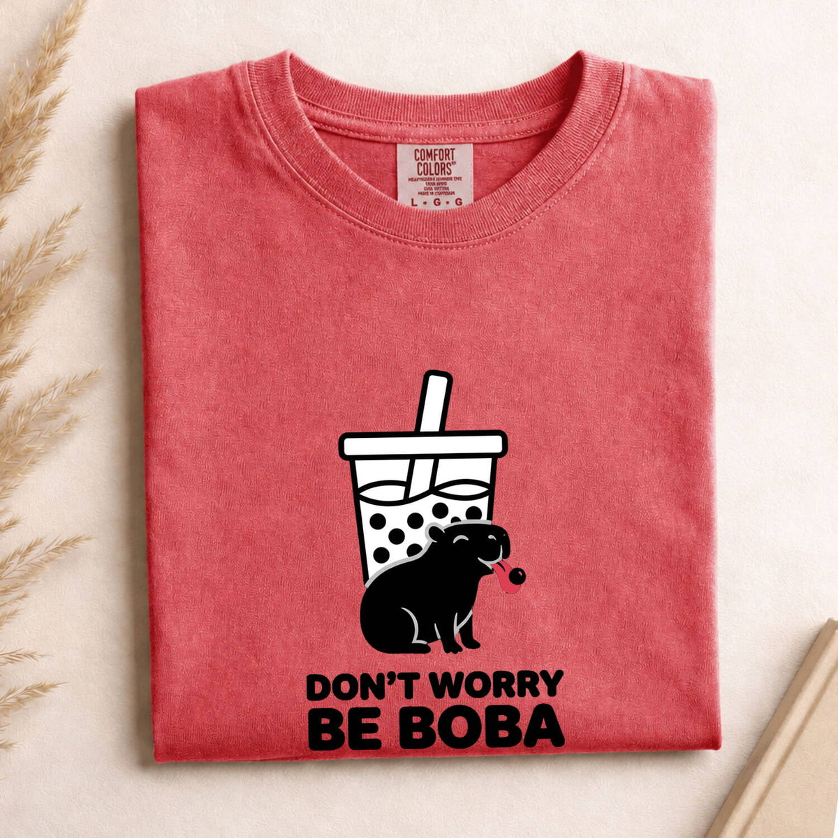 Don’t Worry Be Boba Shirt – Funny Capybara Tee – Bubble Tea Lover Gift – Cute Boba Graphic Tee – Capybara Gift