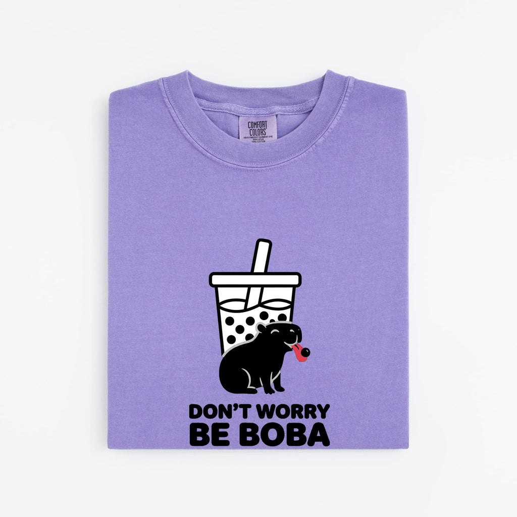 Don’t Worry Be Boba Shirt – Funny Capybara Tee – Bubble Tea Lover Gift – Cute Boba Graphic Tee – Capybara Gift