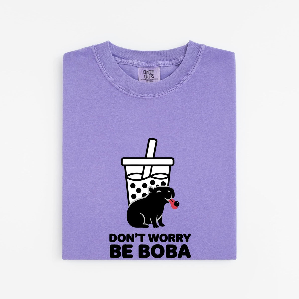 Don’t Worry Be Boba Shirt – Funny Capybara Tee – Bubble Tea Lover Gift – Cute Boba Graphic Tee – Capybara Gift