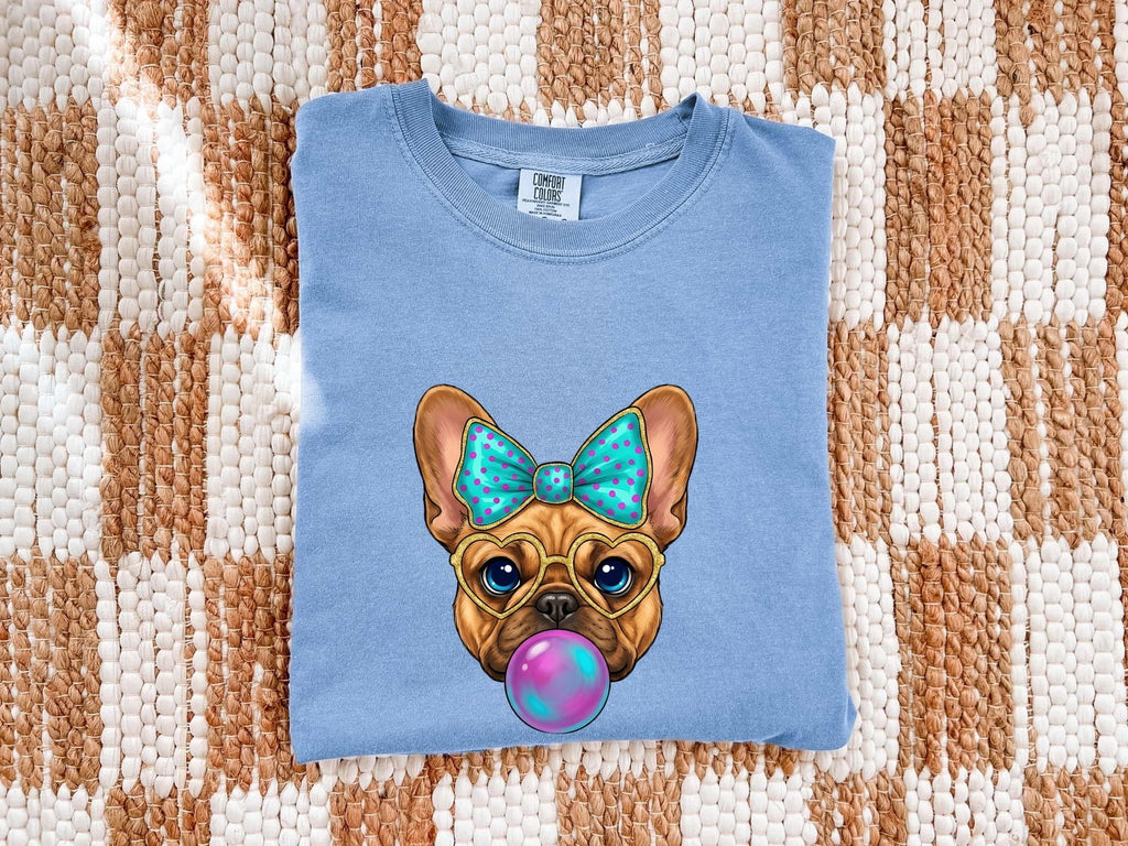 French Bulldog Shirt, Cute Frenchie Dog Mom Tee, Bubble Gum Dog Shirt