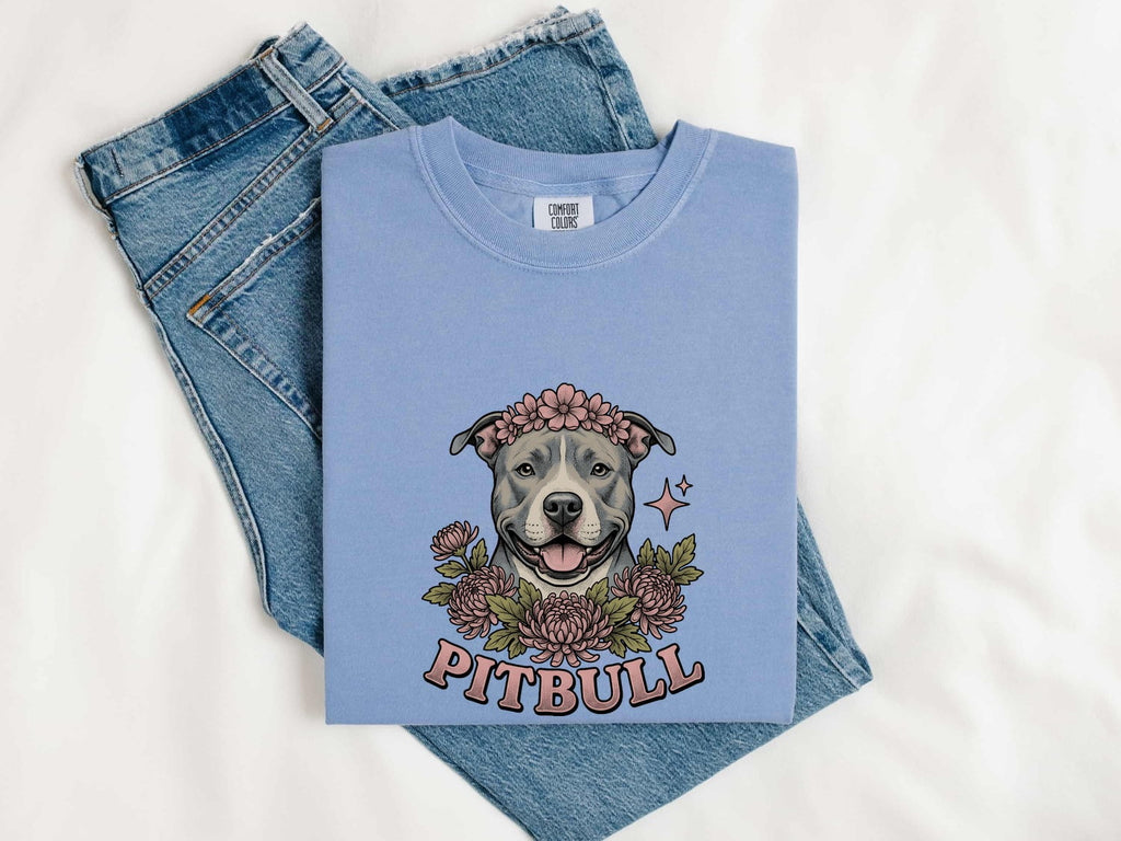 Pit Bull Shirt, Floral Pittie Dog Mom Tee, Pitbull Lover Gift