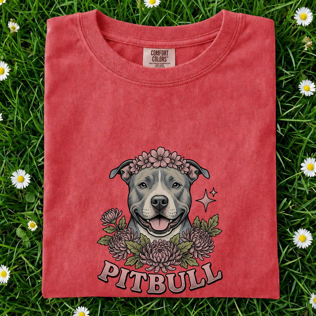 Pit Bull Shirt, Floral Pittie Dog Mom Tee, Pitbull Lover Gift