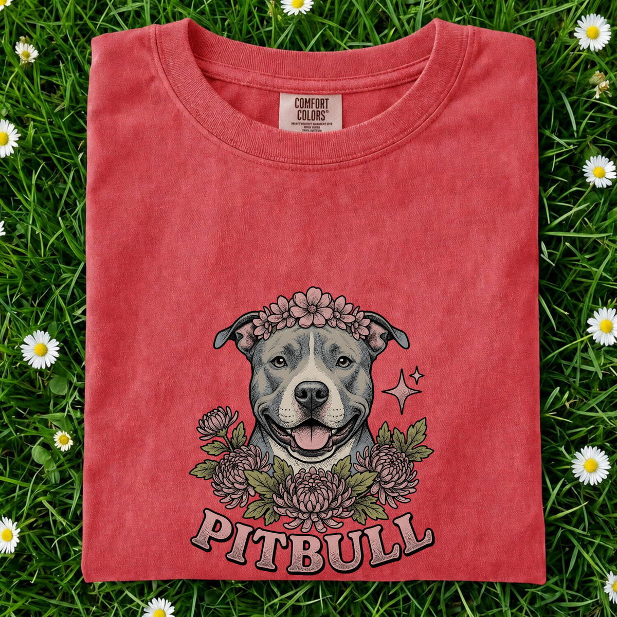 Pit Bull Shirt, Floral Pittie Dog Mom Tee, Pitbull Lover Gift