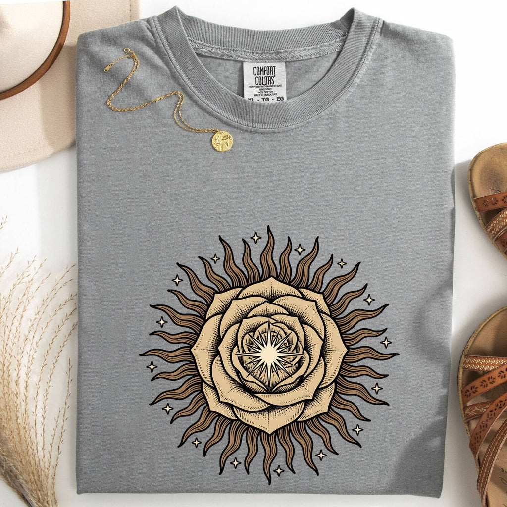Sunflower Sun Shirt, Celestial Sun Tee, Boho Floral Graphic Tee