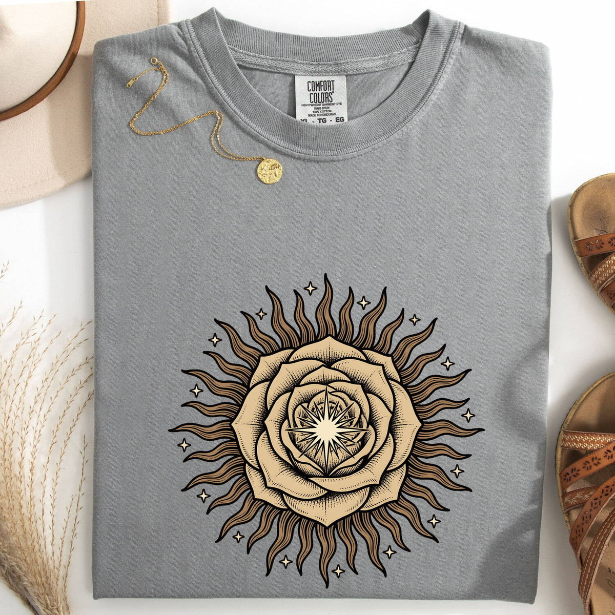 Sunflower Sun Shirt, Celestial Sun Tee, Boho Floral Graphic Tee